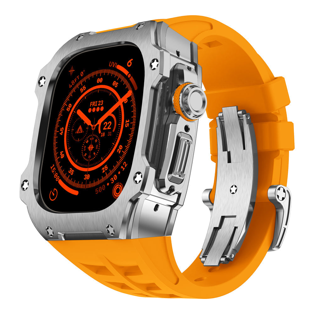 RM7015 Série - Stříbrný Vanguard Nerezový kryt pro Apple Watch Ultra