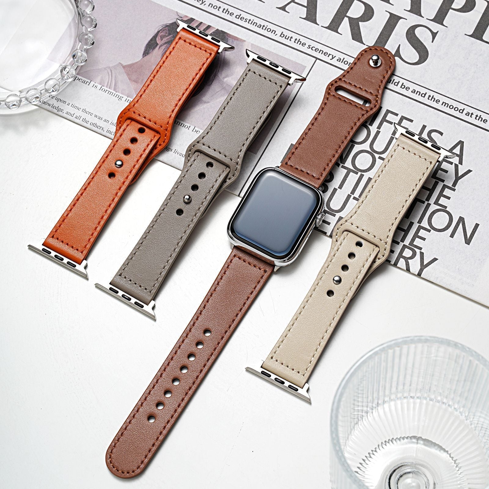 Leren lusband voor Apple Watch