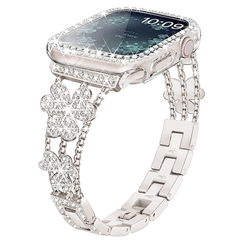 Blumen Funkelnder Diamant Link Armband für Apple Watch