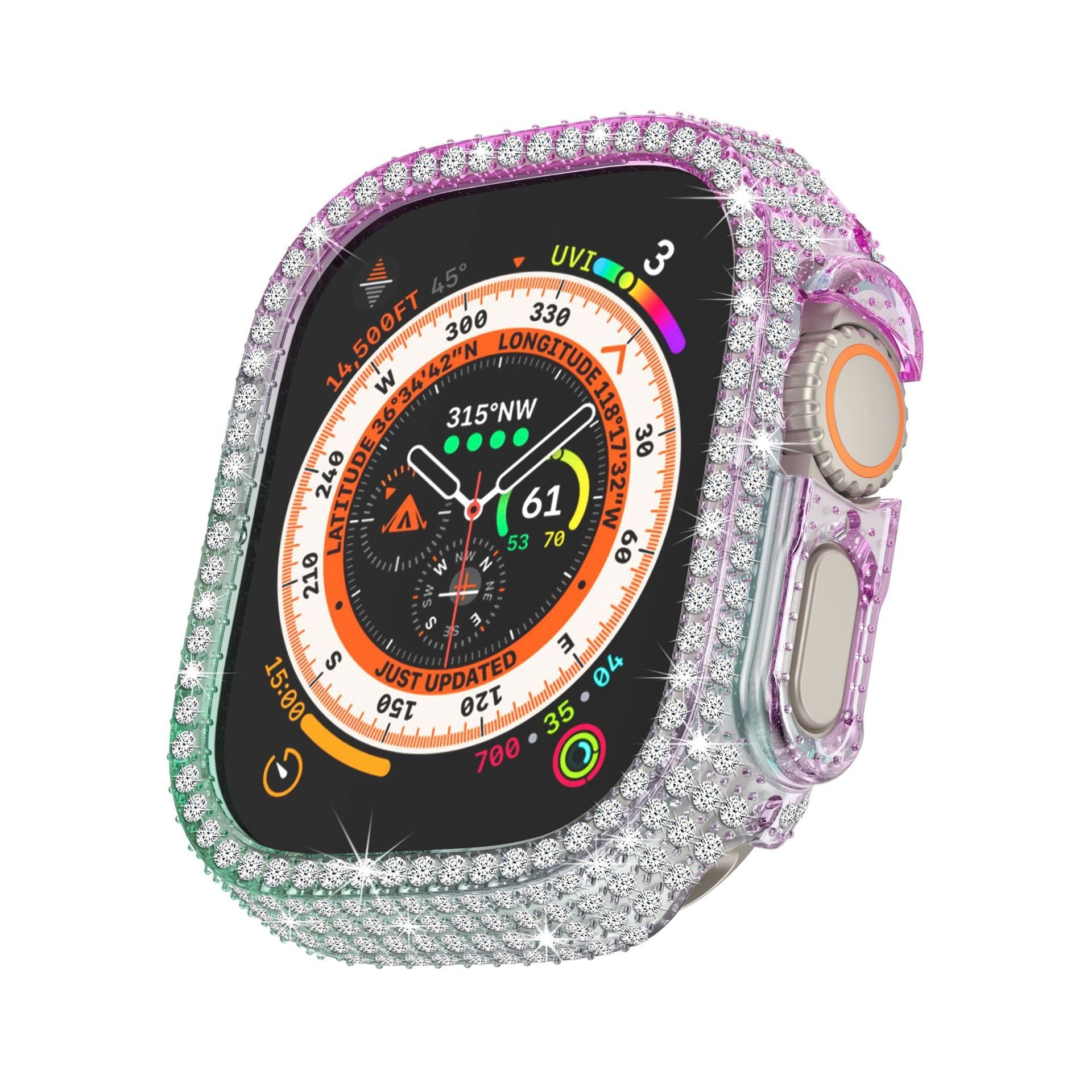 Protector de pantalla de funda completa con incrustaciones de diamantes para Apple Watch