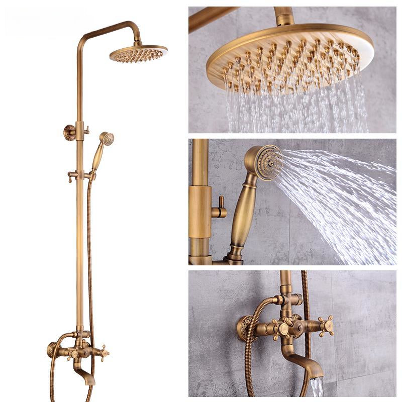 Retro Copper Shower Set with Brass Tap and Practical Showers