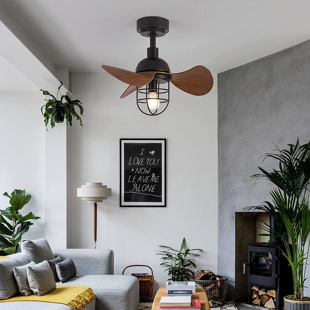 Ventiladores de Teto Contemporâneos em Noz Escuro Cute com Lâmpada