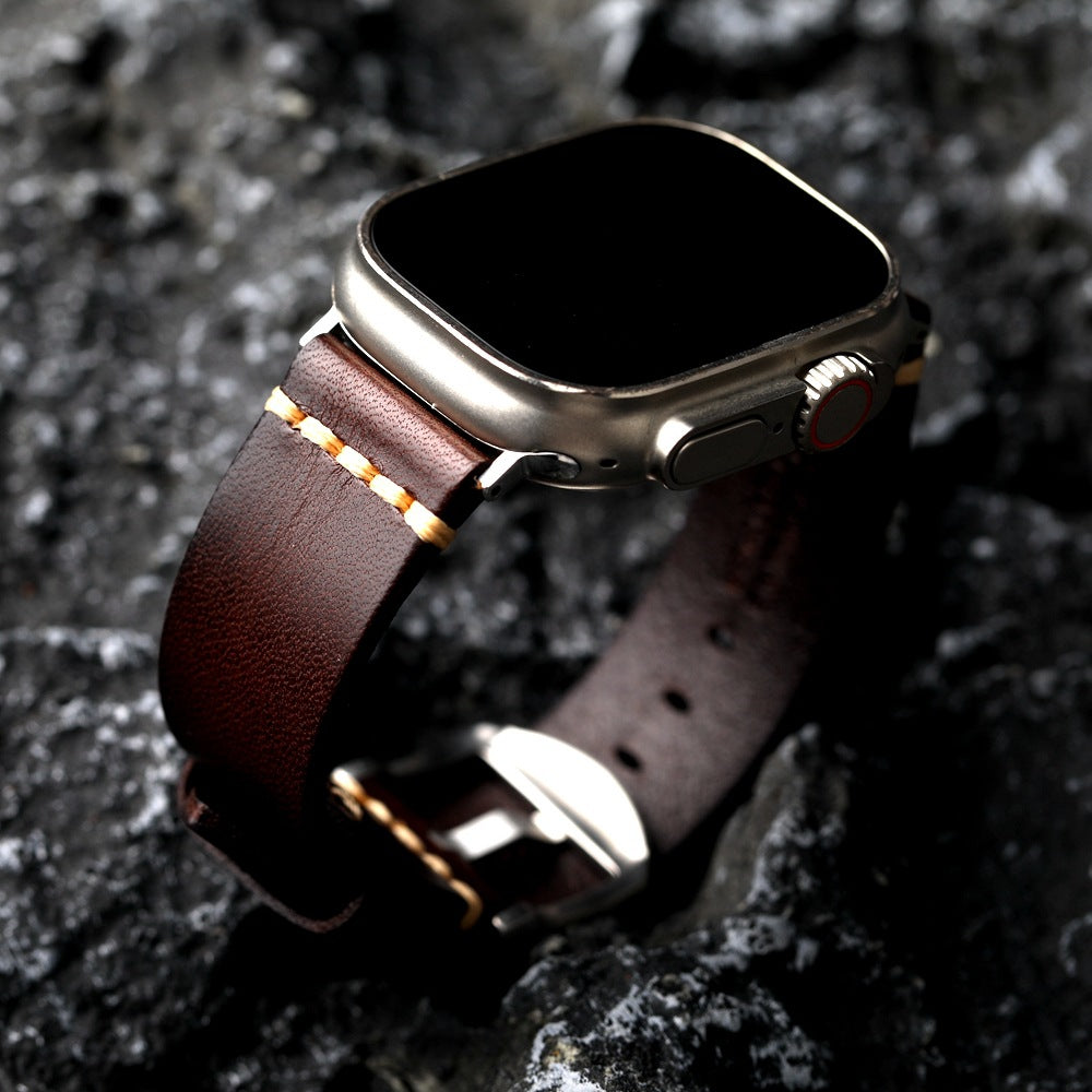 Full-grain läderband för Apple Watch