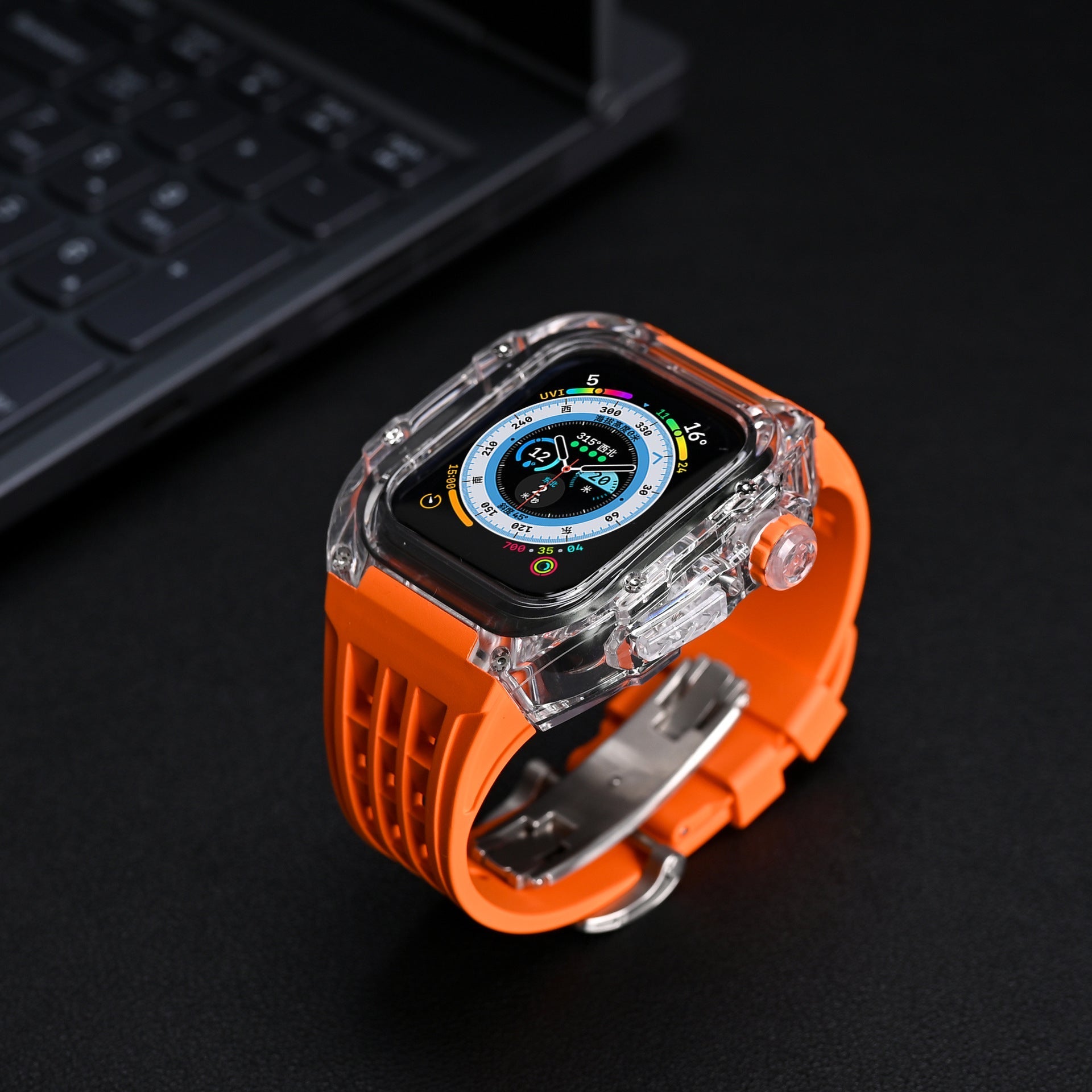 RM V30 Glacier Series Fluororubber Transparent Case Rubber Band Mod Kit pro Apple Watch