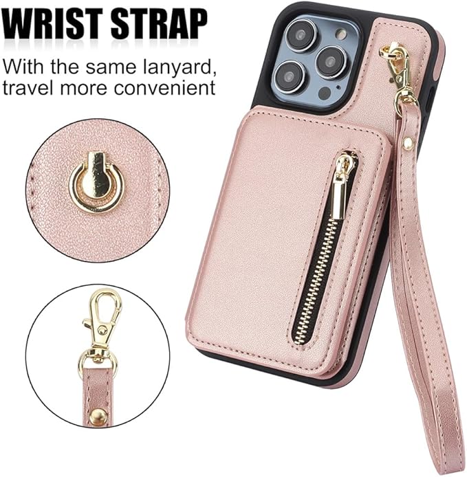 Cartera de lujo con cremallera y cuerpo cruzado Funda y vinilo para iPhone