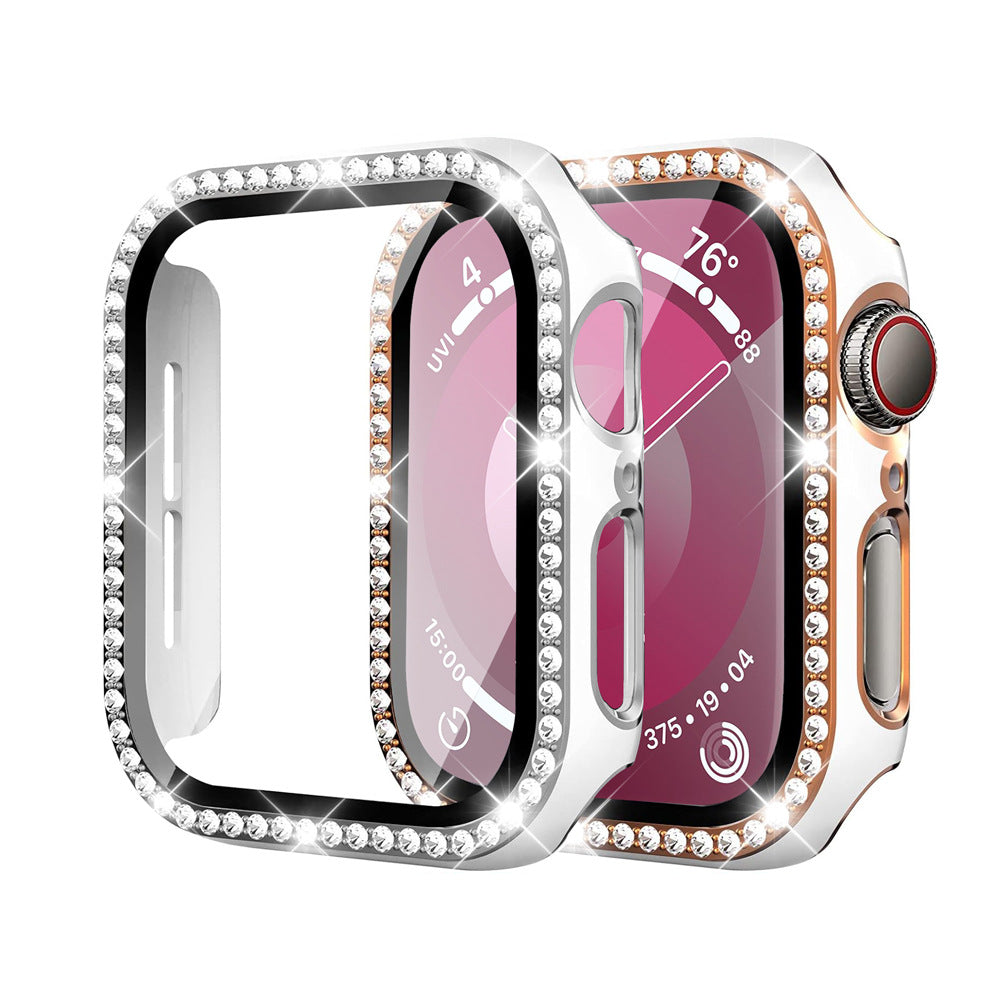 Rhinestone Tempered Glass Case For Apple Watch