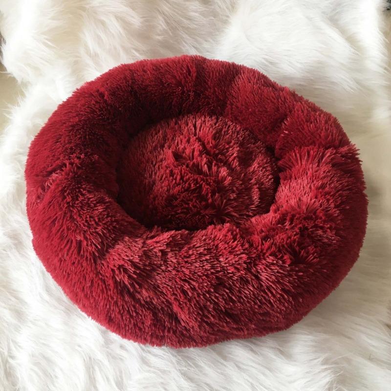 Round Plush Calming Donut Cat Bed Nest