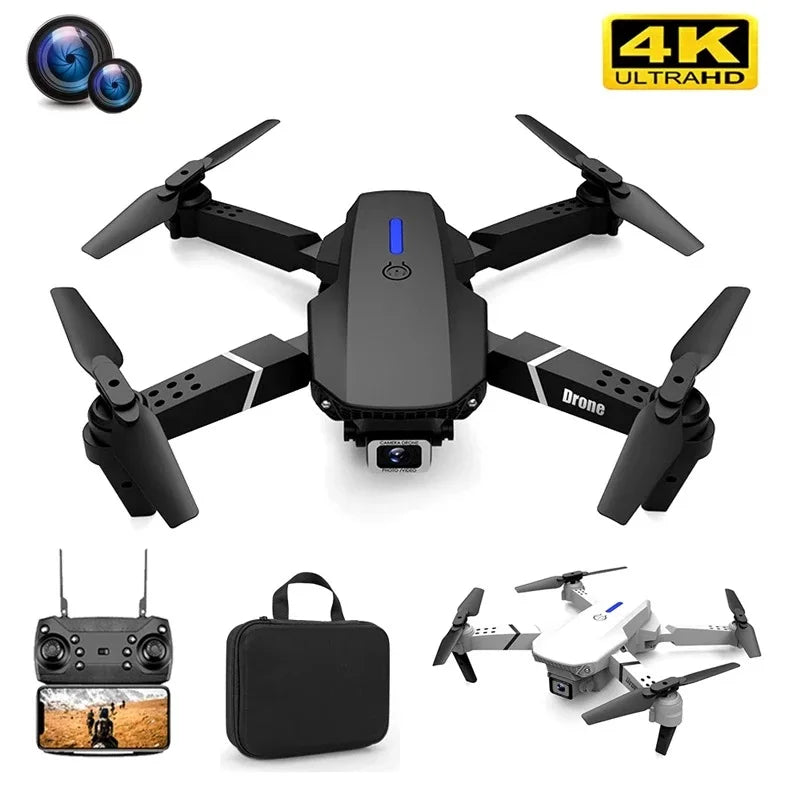 Drone Quadcopter Dobrável E88 Pro - WIFI FPV, Câmera HD 4K, Manutenção de Altitude