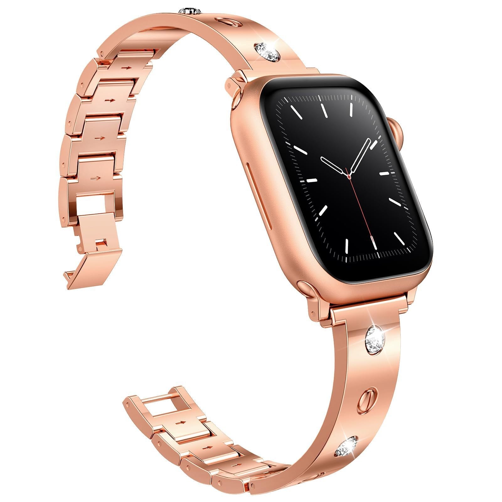 Bracelet à boucle en métal serti de diamants pour Apple Watch