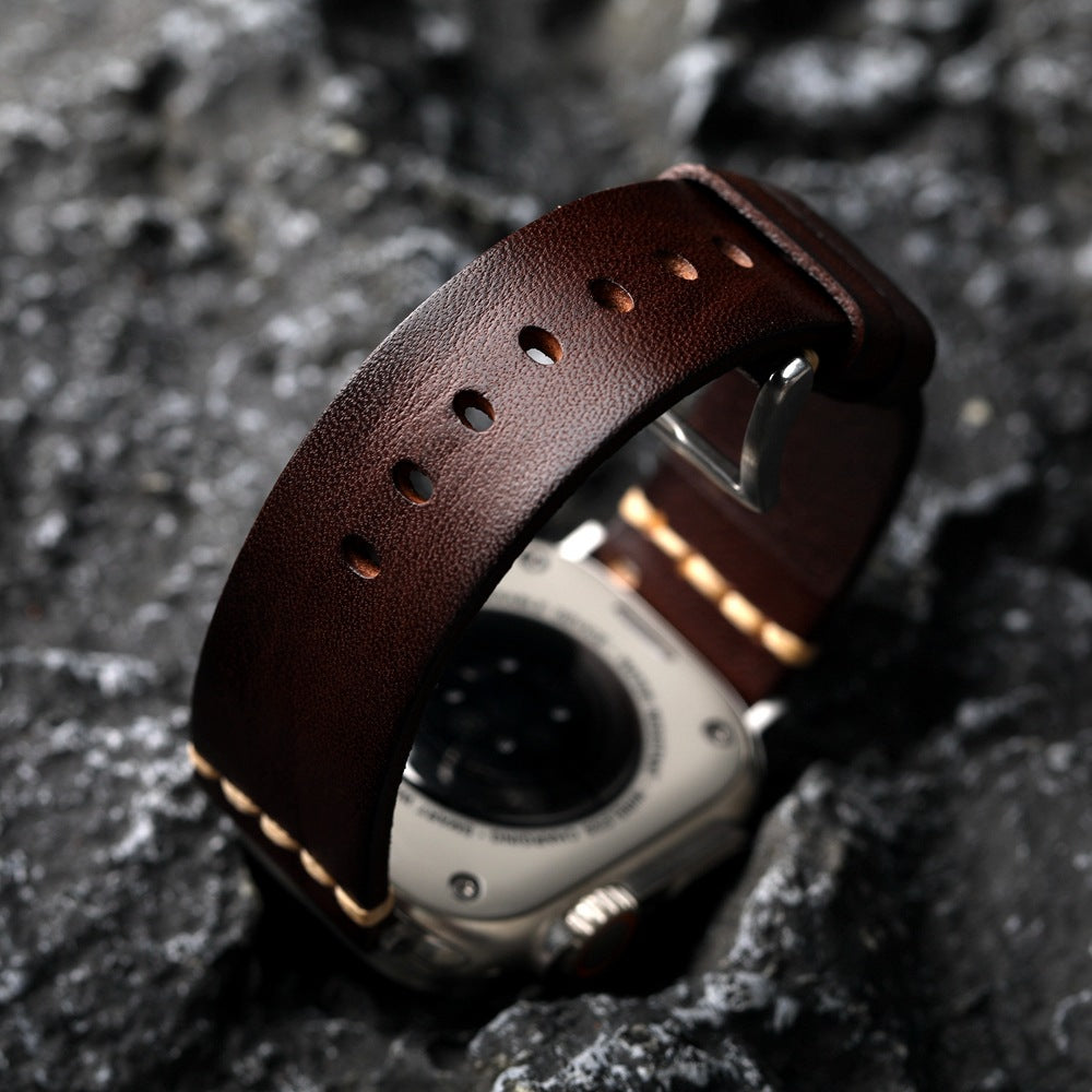 Full-grain läderband för Apple Watch