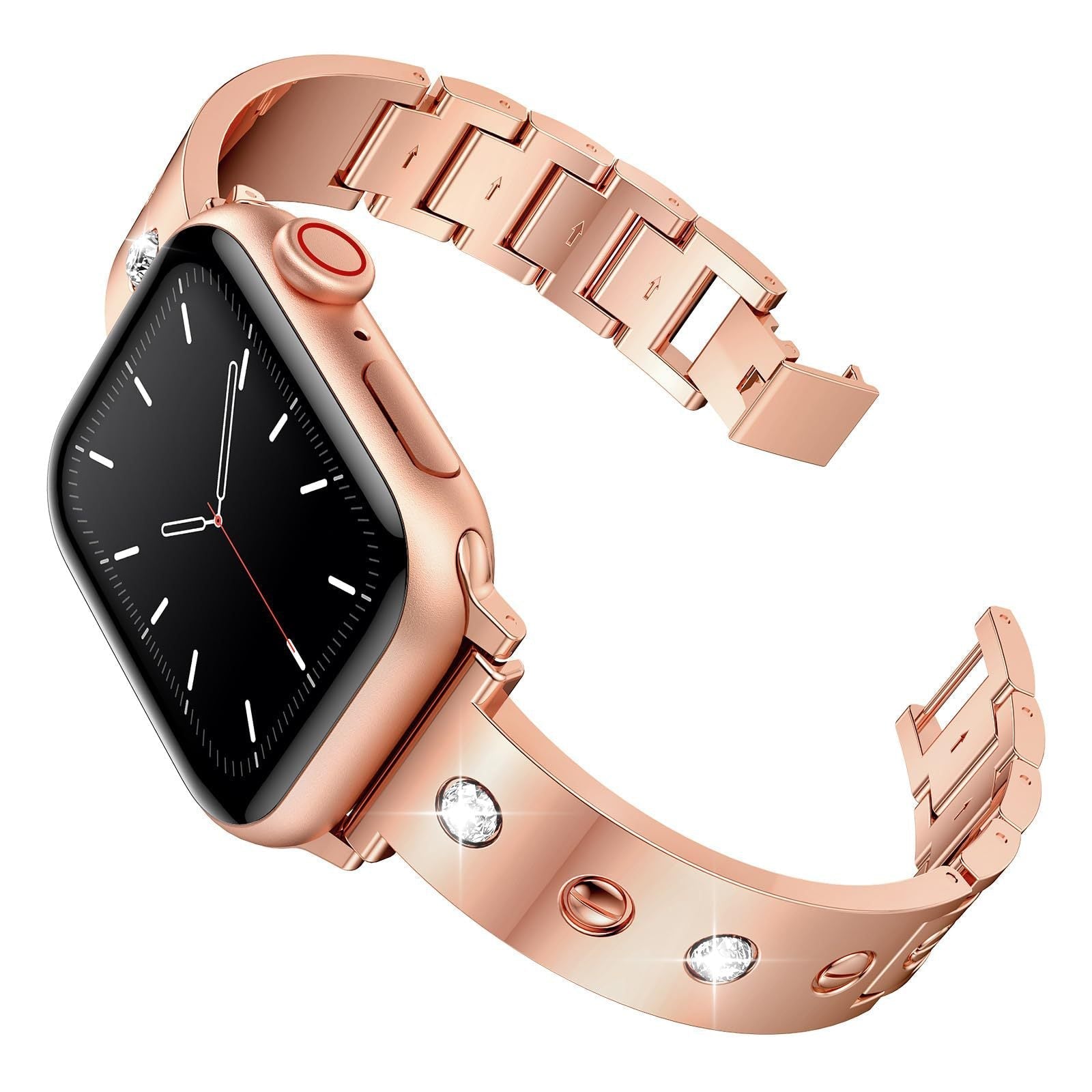 Bransoletka z metalową klamrą wysadzaną diamentami do Apple Watch