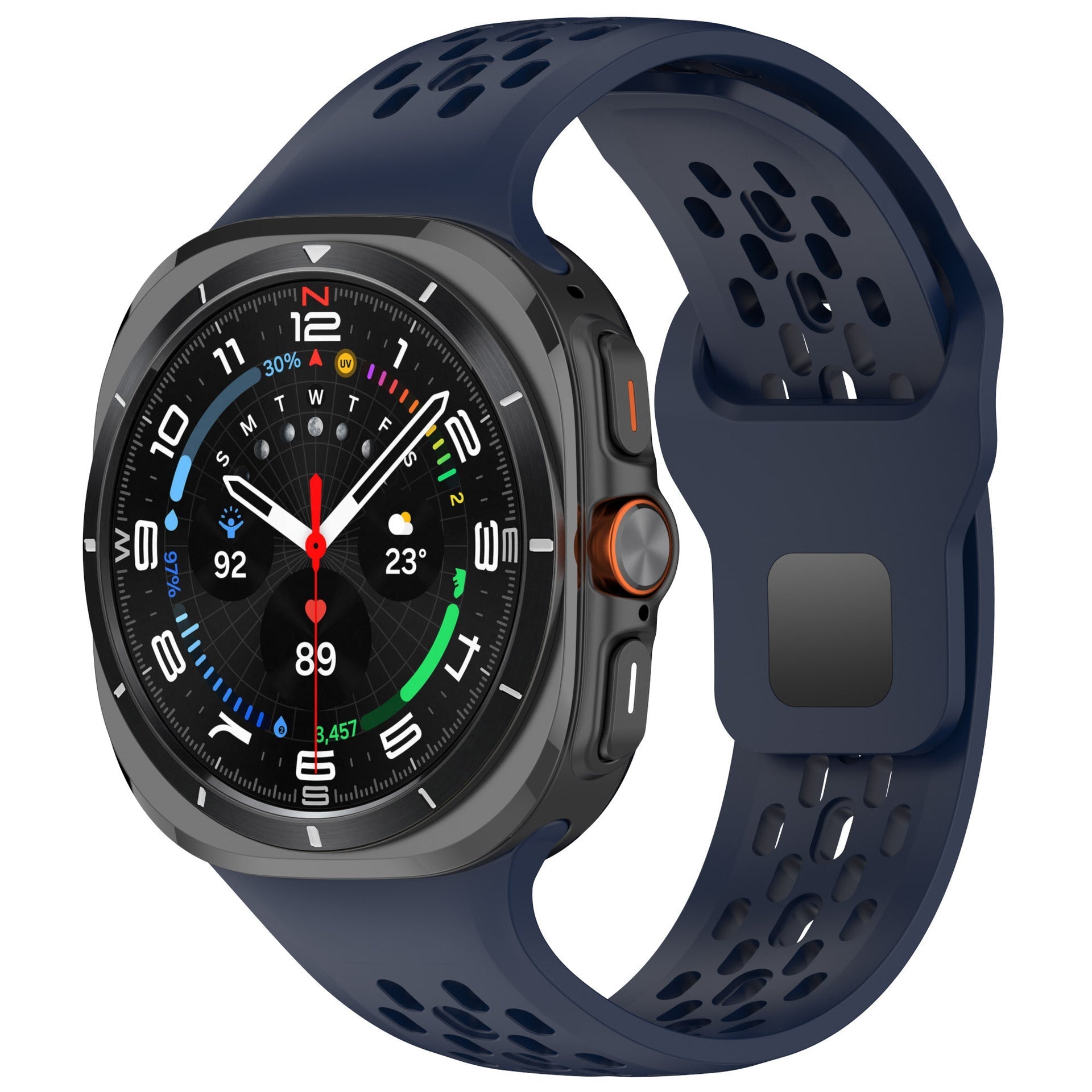 Pulseira de relógio de silicone respirável para desporto para Samsung Galaxy Watch7 Ultra 47mm