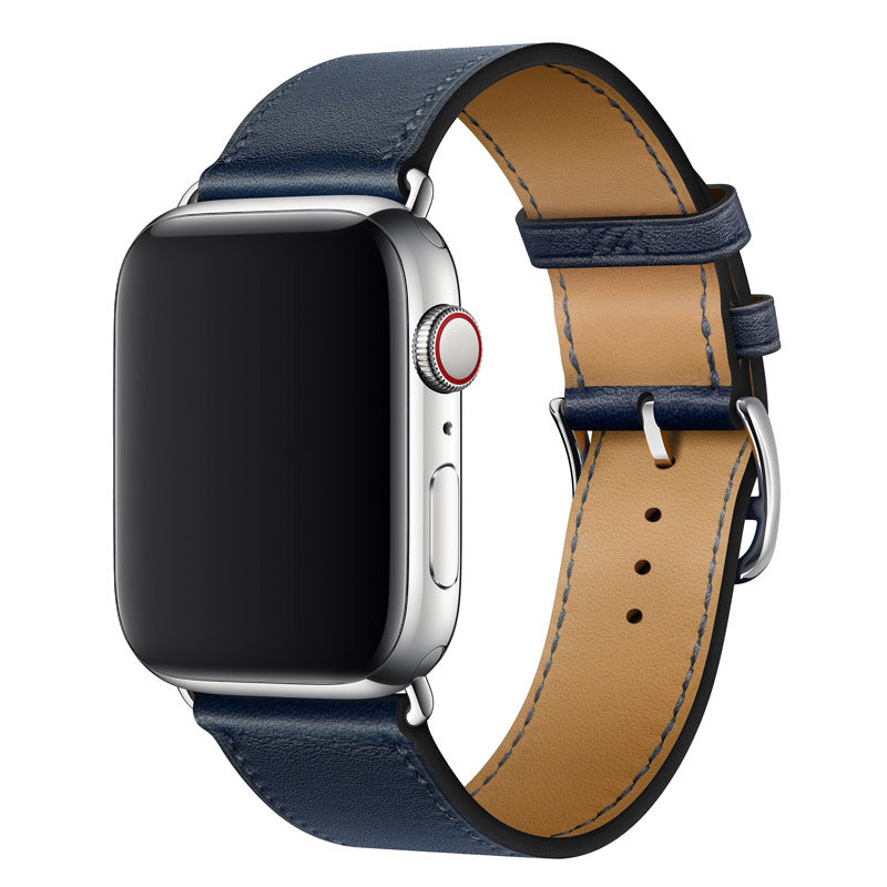 Bracelet en cuir véritable cousu à la main pour Apple Watch