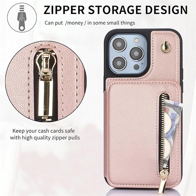 Cartera de lujo con cremallera y cuerpo cruzado Funda y vinilo para iPhone