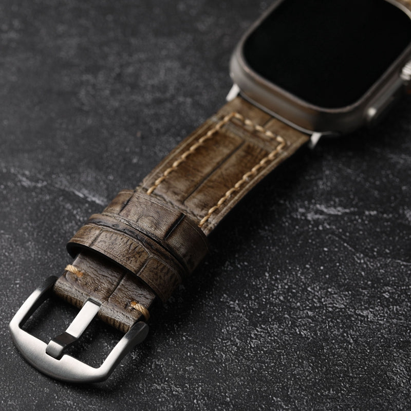 Bracelet en cuir de vachette fait main pour Apple Watch