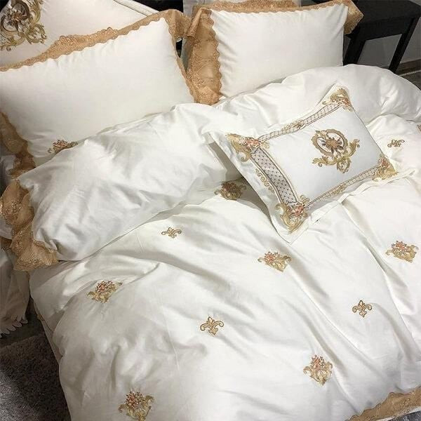 Karlena Oriental Egyptian cotton Embroidery Luxury Royal Bedding Set