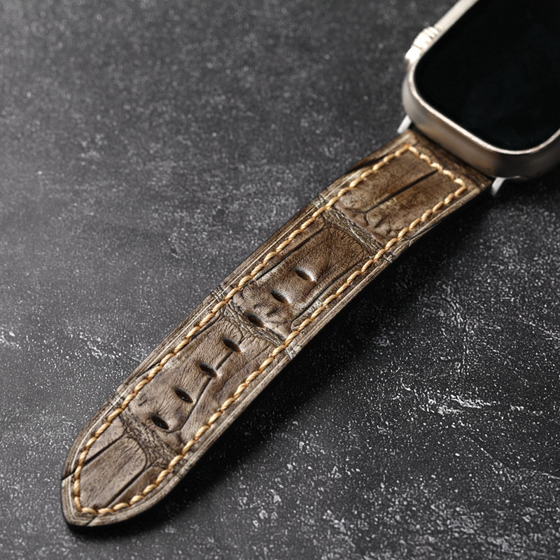 Bracelet en cuir de vachette fait main pour Apple Watch