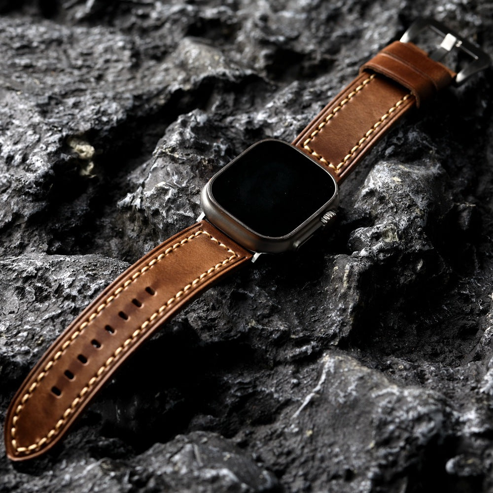 Vintage Brown Horween Chromexcel Leather Watch Strap for Apple Watch