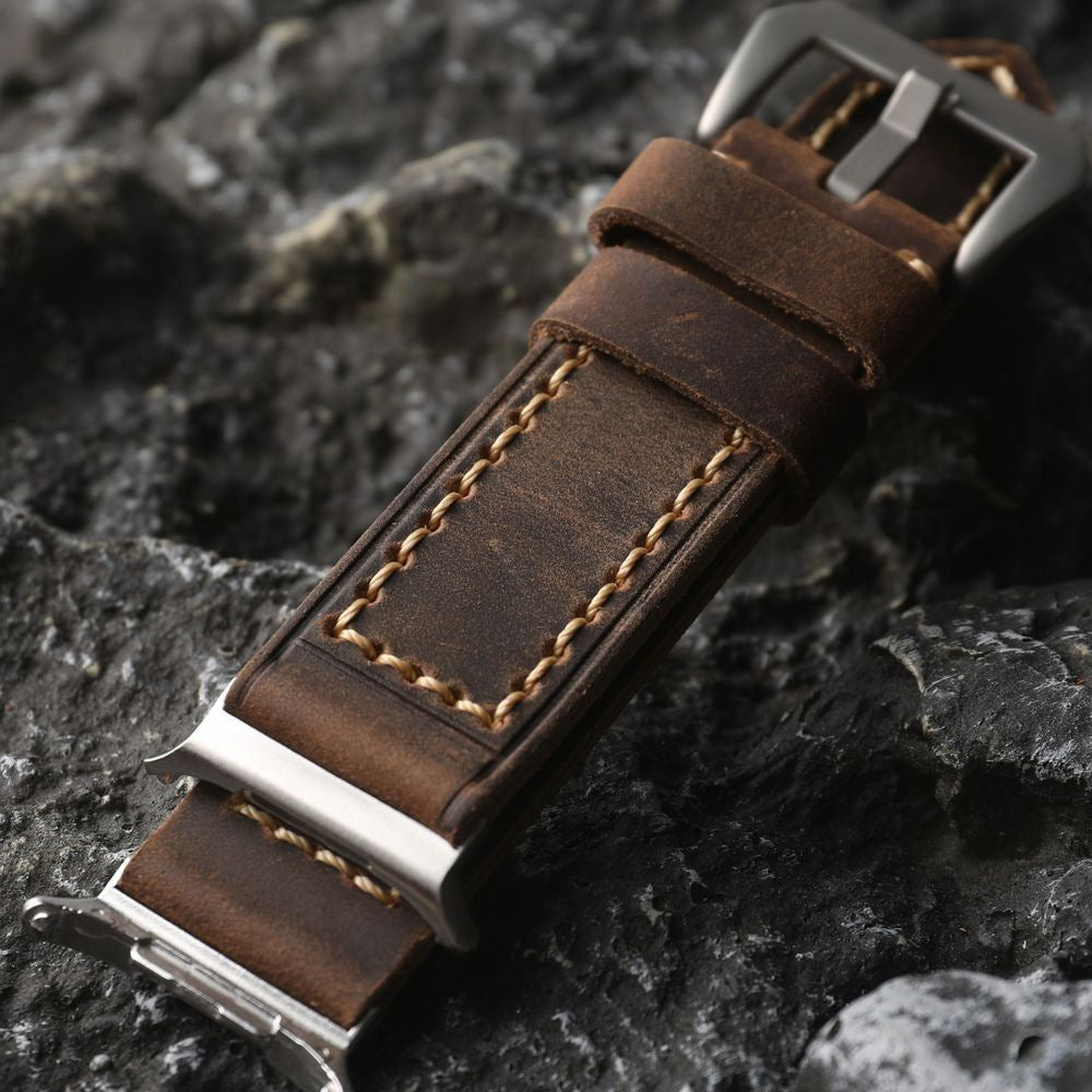 Bracelet Samsung Watch Ultra en cuir vieilli fait main - Marron antique