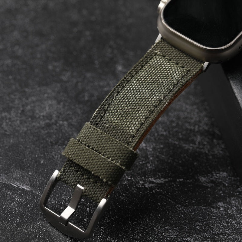 Canvas Leren Band Voor Apple Watch