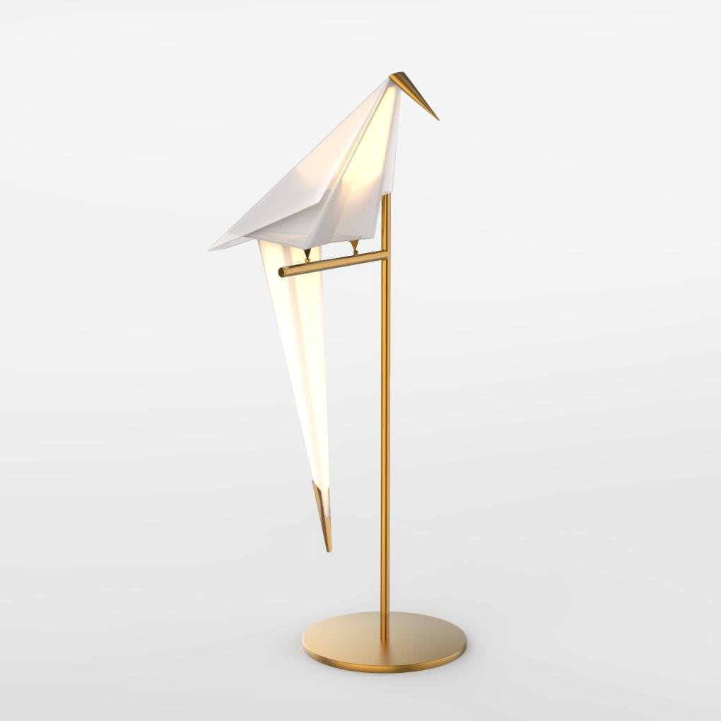 ArtiLicht - Goldene Tischlampe mit Origami-Kranich-Design