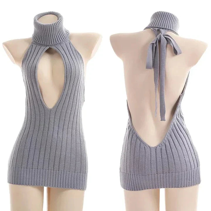 Sexy Hollow Out Pullover Backless Virgin Killer Sweater