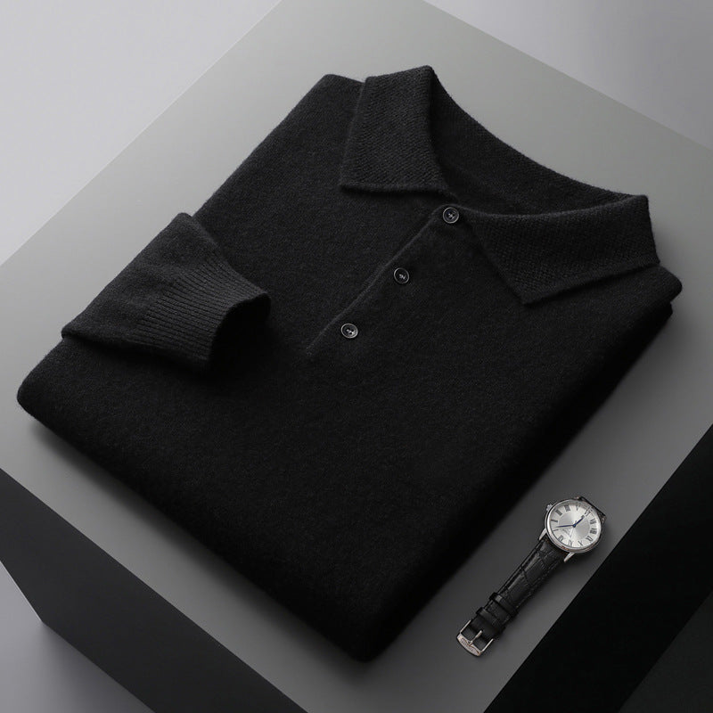 100% Cashmere Long Sleeve Polo Shirt