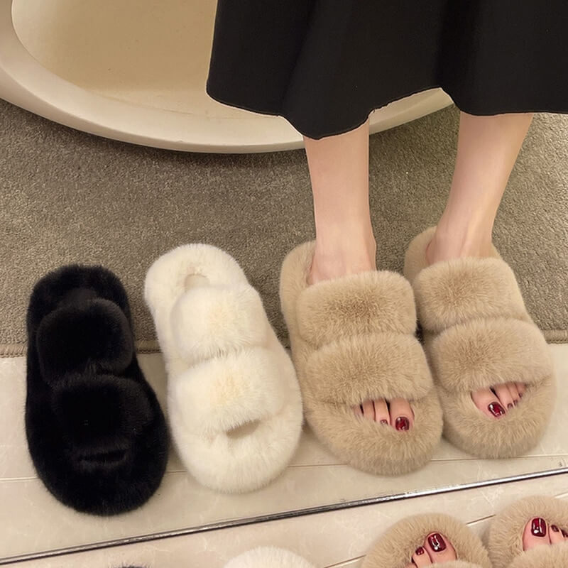 Ella Faux Fur Naisten Slides Sandaalit