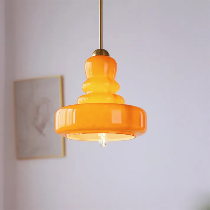 Lampada a sospensione in vetro a forma di zucca Bauhaus