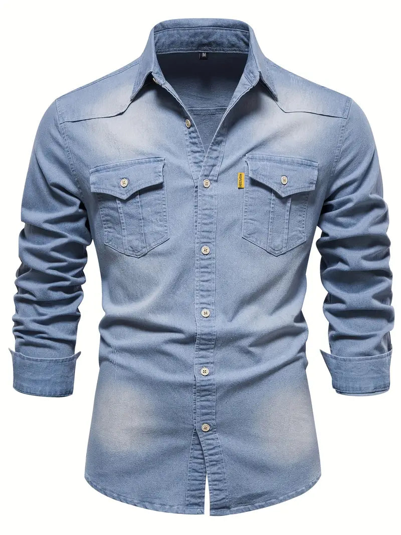 George - Camicia in denim di cotone elasticizzato