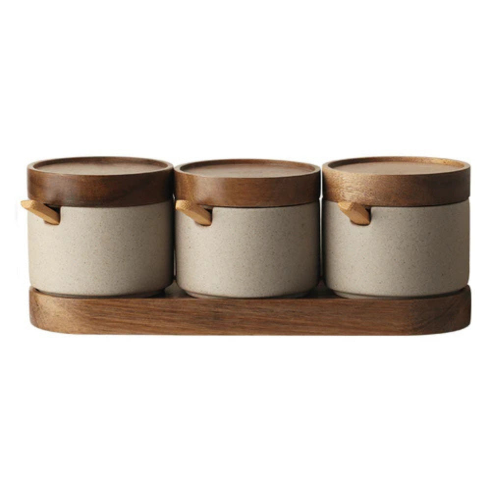 Rustic Ceramic Seasoning Jar Set