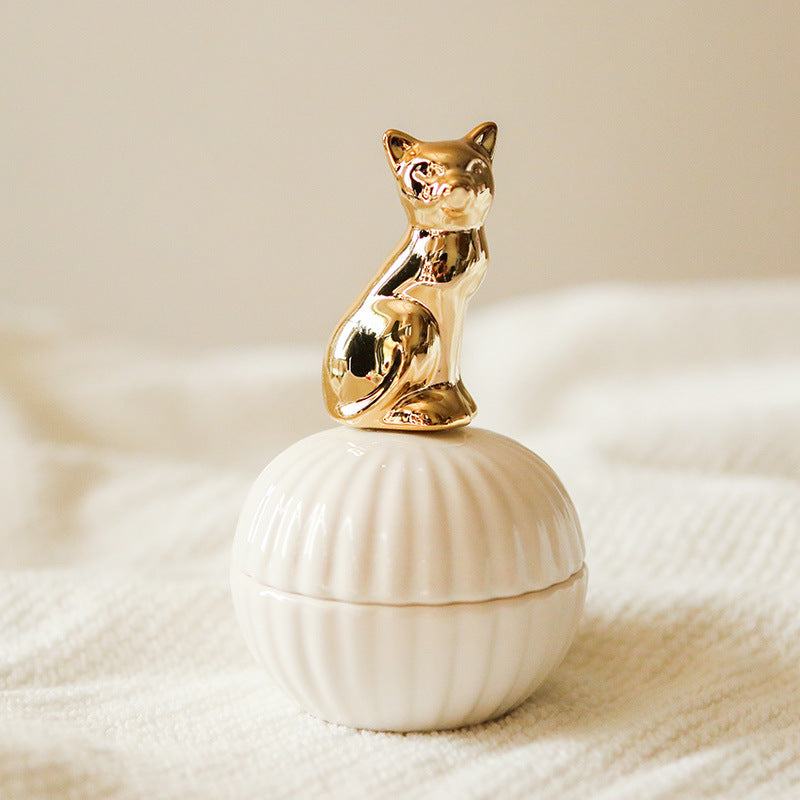 Elegance Animal Figurine Handle Jewelry Storage Jar