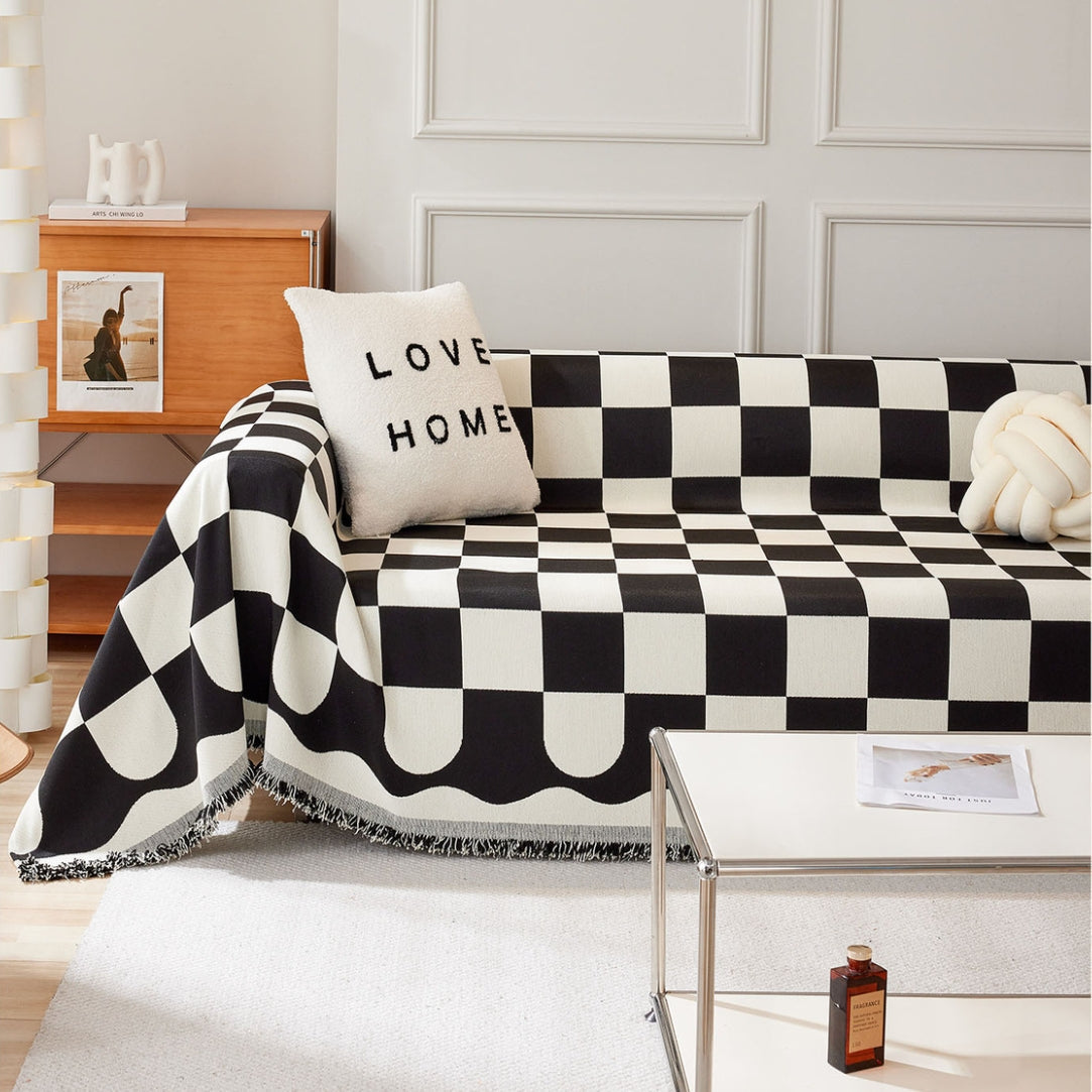 Nye Checkerboards Chenille Sofa/Couch Cover