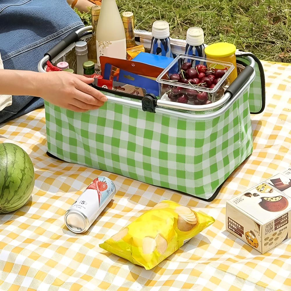 Cesta de picnic plegable a cuadros