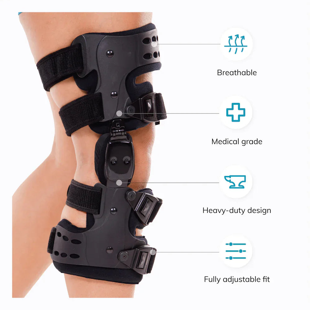 Férula de rodilla descompresora para osteoartritis – Soporte medial y lateral para el alivio de la artritis ósea sobre ósea