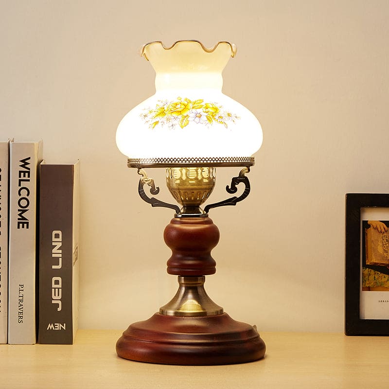 GlowSophie - Lampada da tavolo a forma di urna in rosso e marrone