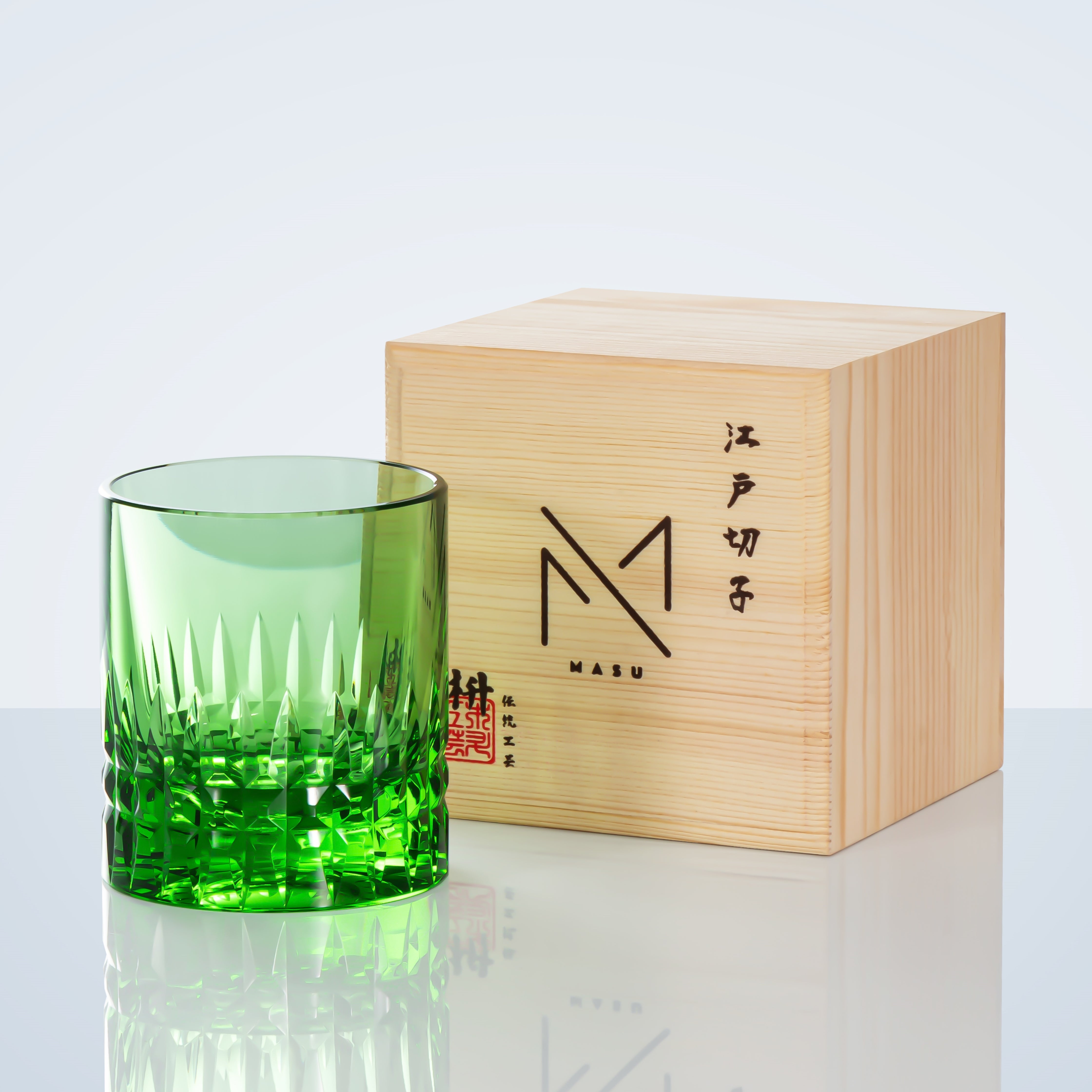 Bicchiere da whisky Edo Kiriko Crystal Royale con scatola di legno