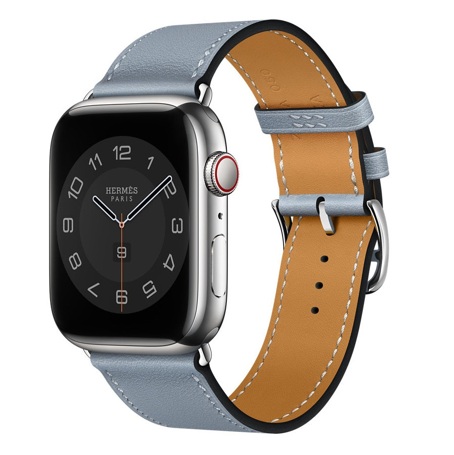 Bracelet en cuir véritable cousu à la main pour Apple Watch