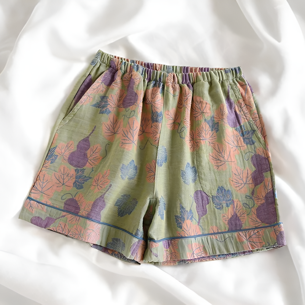 Blumenmuster Elastische Taillenkurzshorts