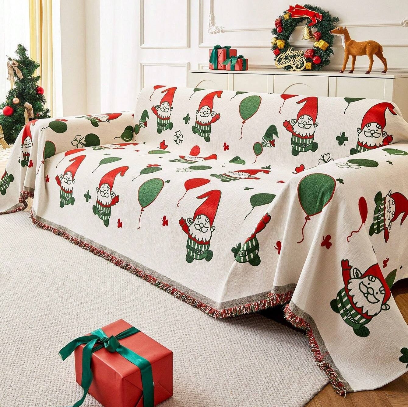 Jolly Gnome Christmas Sofa Cover