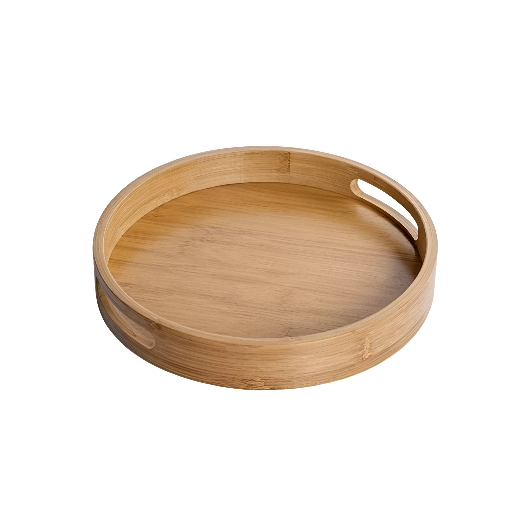 Plateau de service rond en bois de bambou