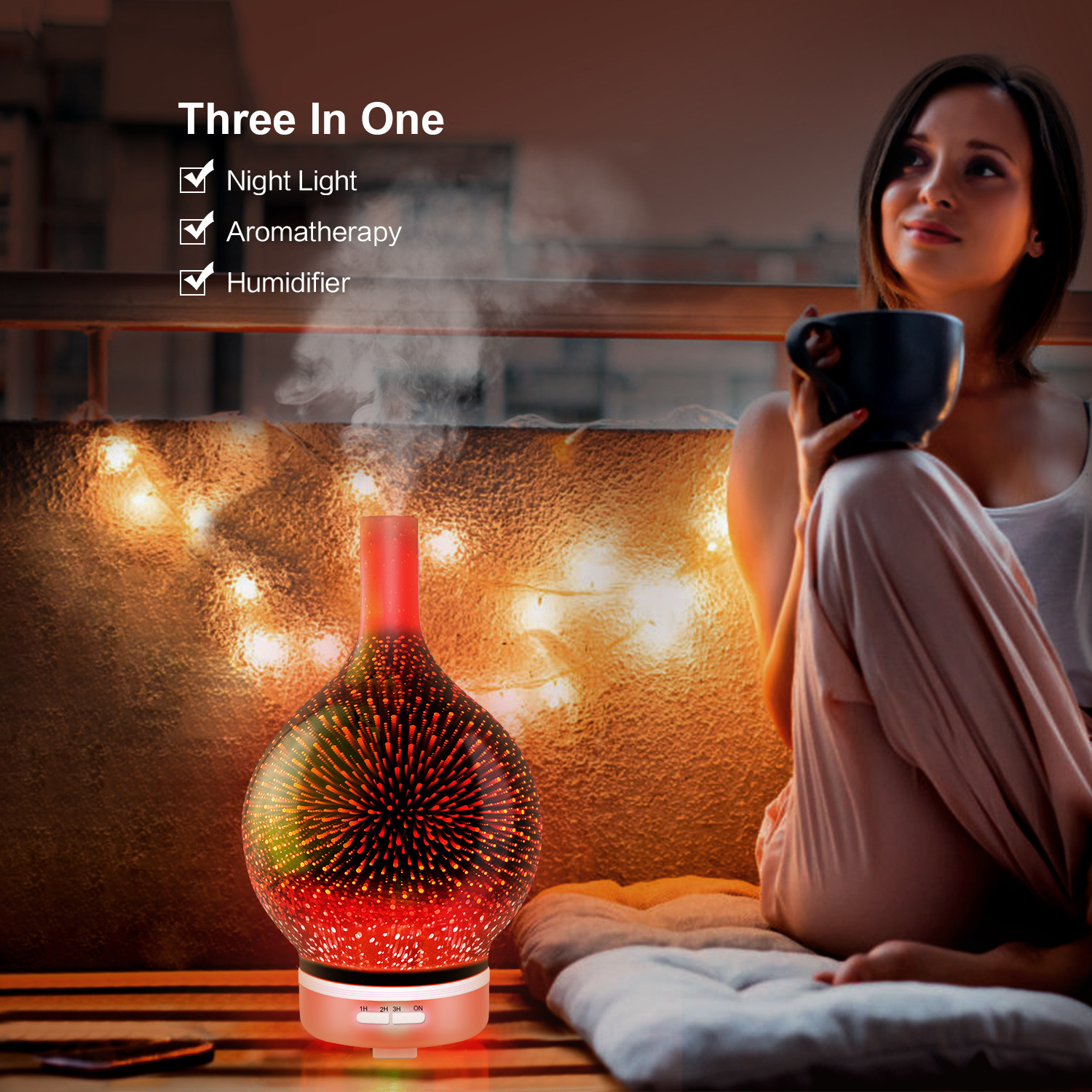 3D Glazen Olie Aroma Diffuser