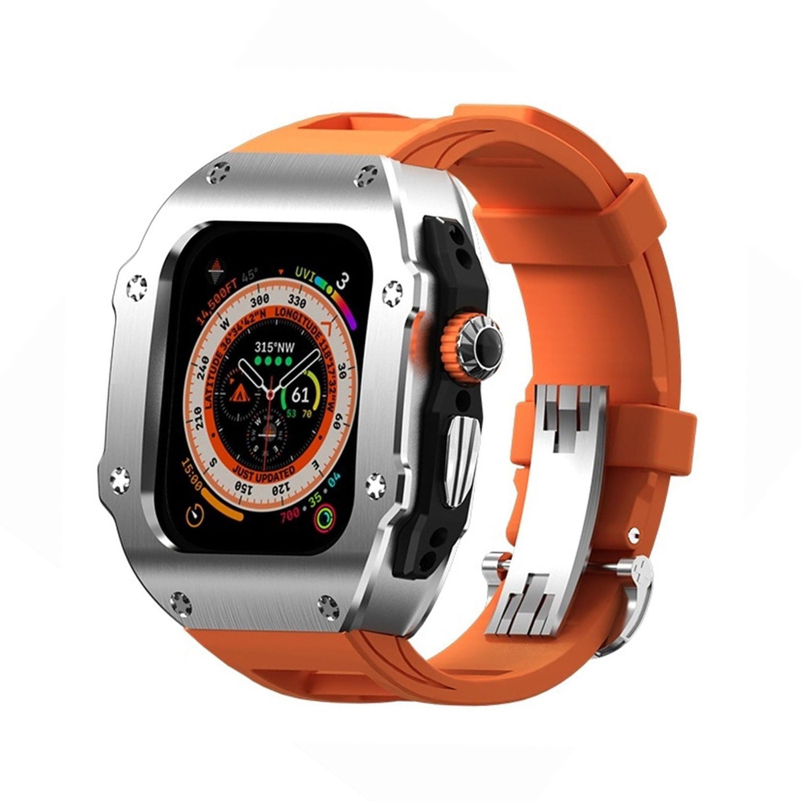 RM Vanguard Series - Pulseira de Fluororubber com Caixa em Aço Inoxidável para Apple Watch Ultra