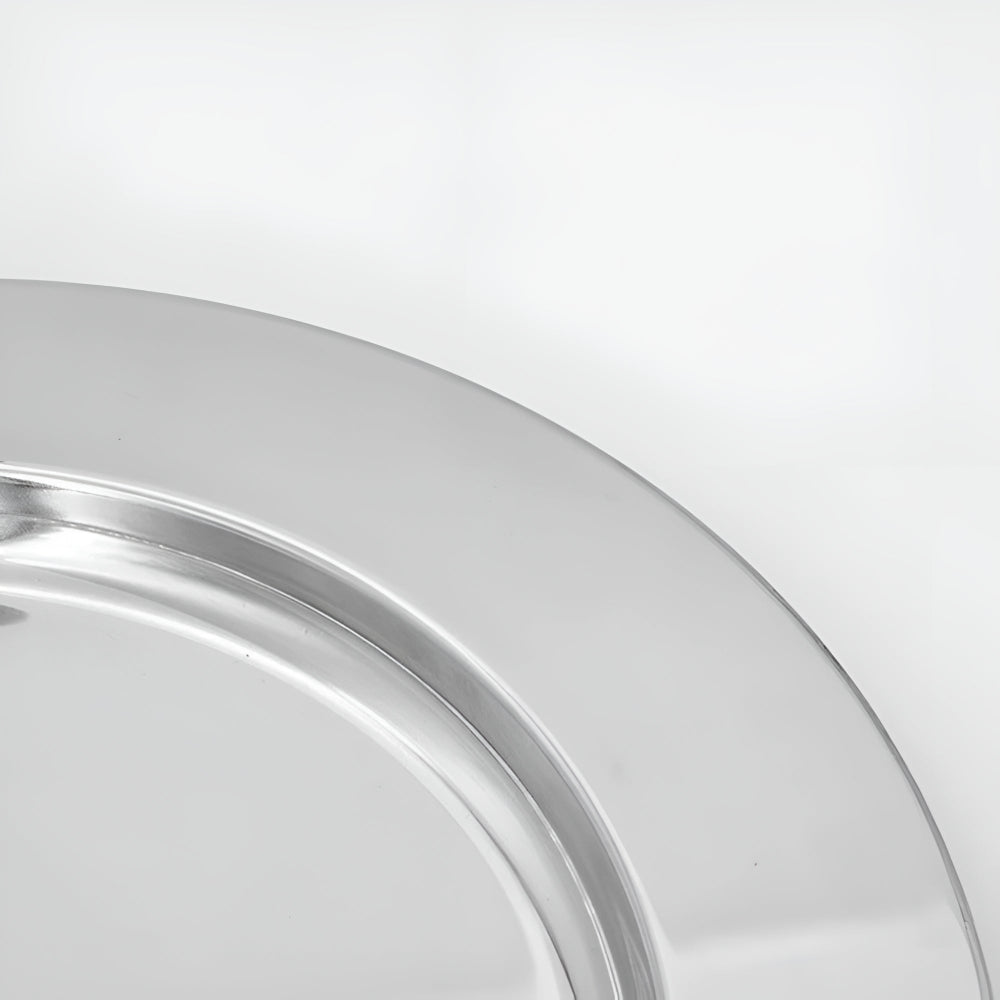 Elegant Stainless Steel Round Tray with Wooden Handles