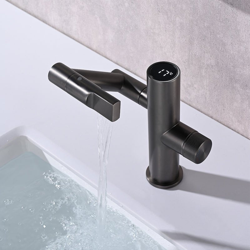 Single-Hole Smart Bathroom Faucet with Temperature Display