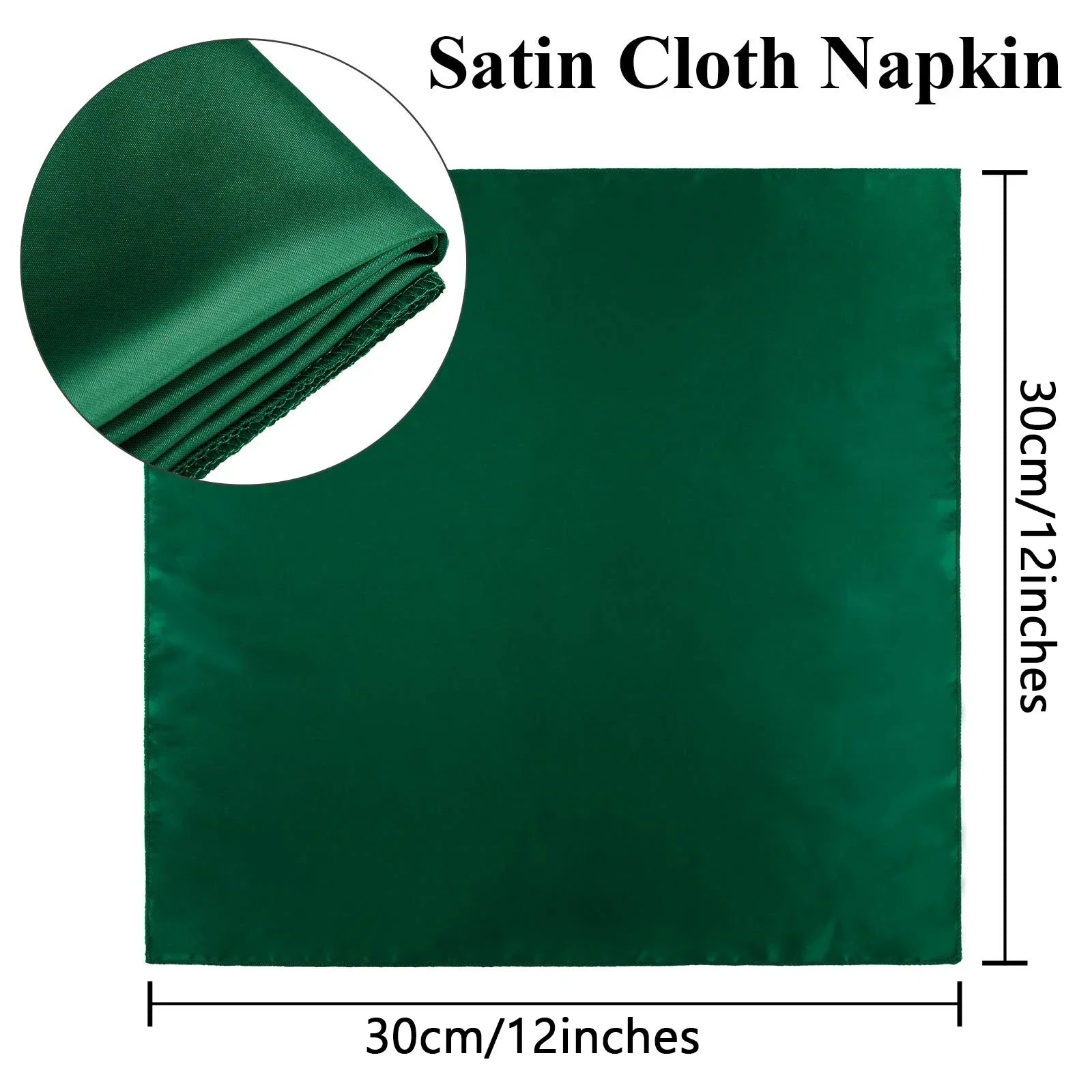 12PCS Christmas Wedding Satin Napkins Soft Table Decoration, 30x30cm