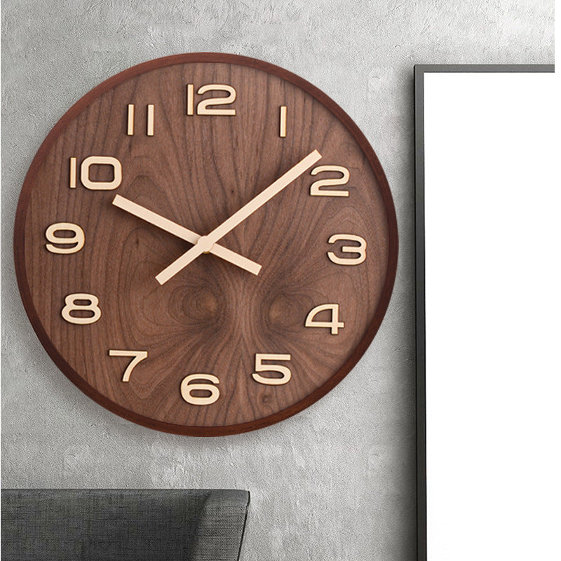 Solid Walnut Wood Battery Operated Clock for Livingroom