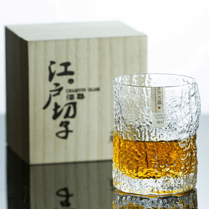 Japansk håndlavet Chamvin Edo Kiriko whiskyglas