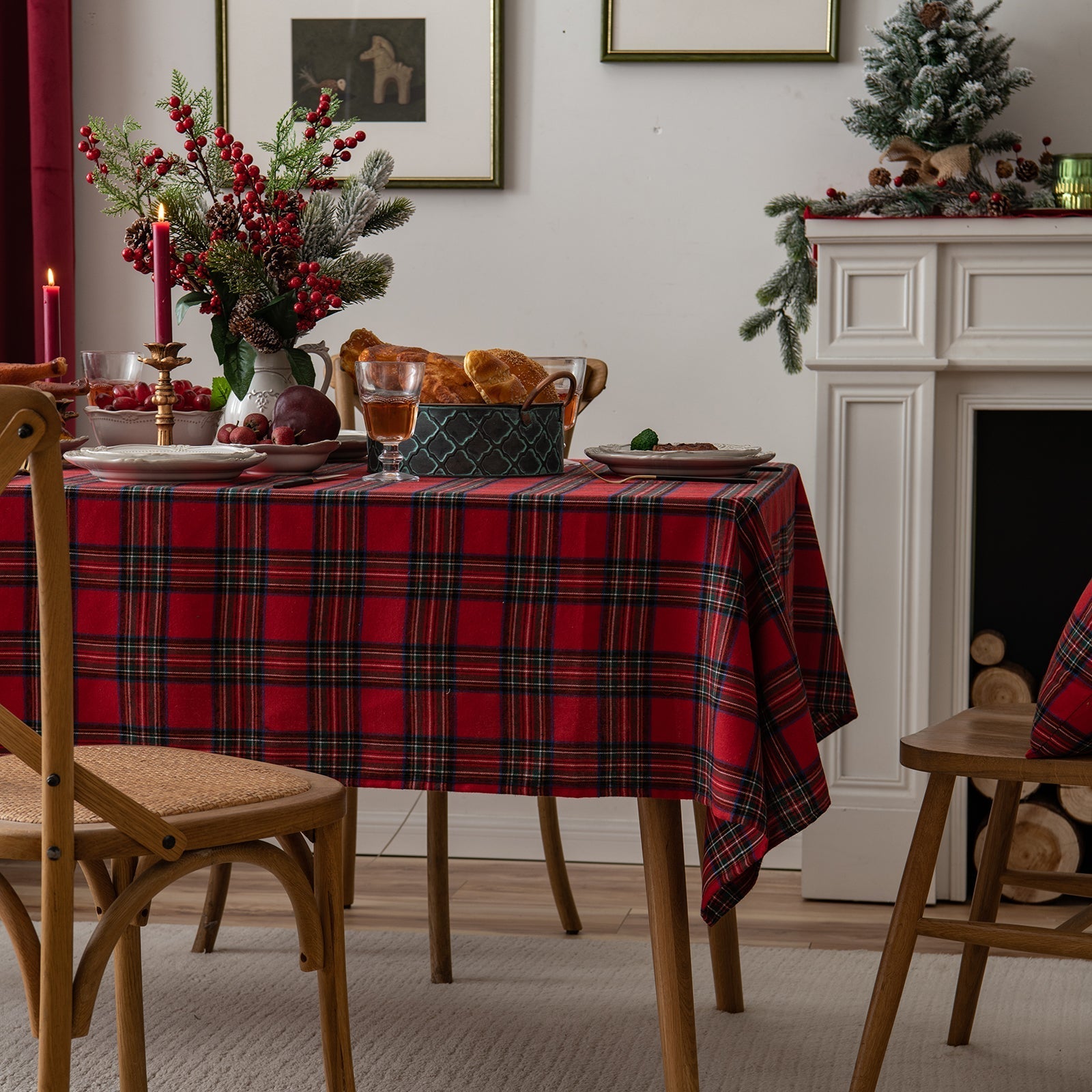 Christmas Party Traditional Scottish Tartan Squares Tablecloth