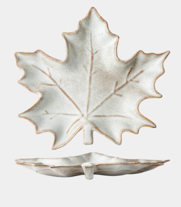 Vintage Style Maple Leaf Ceramic Dish - Versatile Snack Plate & Jewelry Tray (18.2cm)